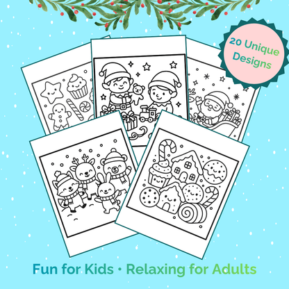 Happy Holidays Printable Coloring Pages – Bold & Soft Ink Editions | Christmas Coloring Book for Kids and Adults | Perfect for Family Coloring Time