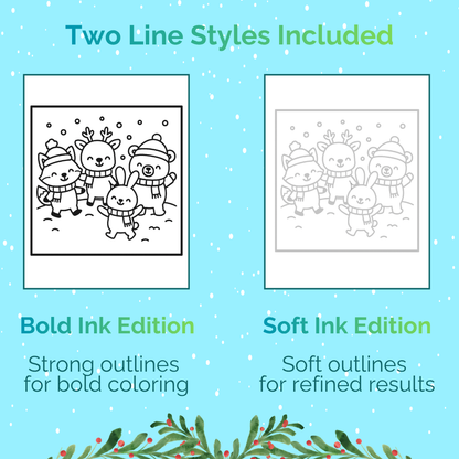 Happy Holidays Printable Coloring Pages – Bold & Soft Ink Editions | Christmas Coloring Book for Kids and Adults | Perfect for Family Coloring Time