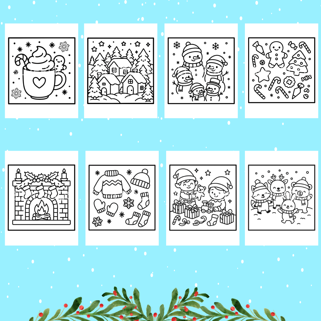 Happy Holidays Printable Coloring Pages – Bold & Soft Ink Editions | Christmas Coloring Book for Kids and Adults | Perfect for Family Coloring Time