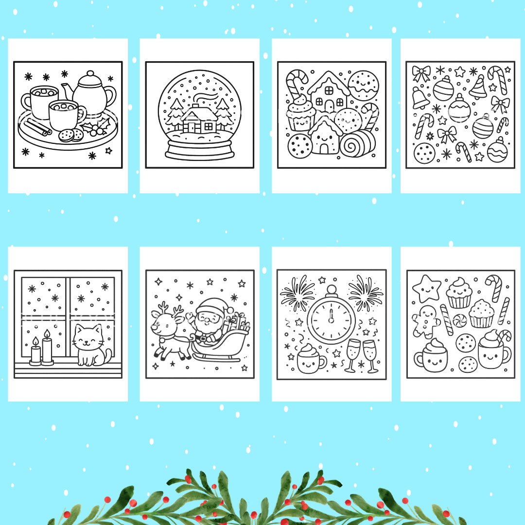 Happy Holidays Printable Coloring Pages – Bold & Soft Ink Editions | Christmas Coloring Book for Kids and Adults | Perfect for Family Coloring Time