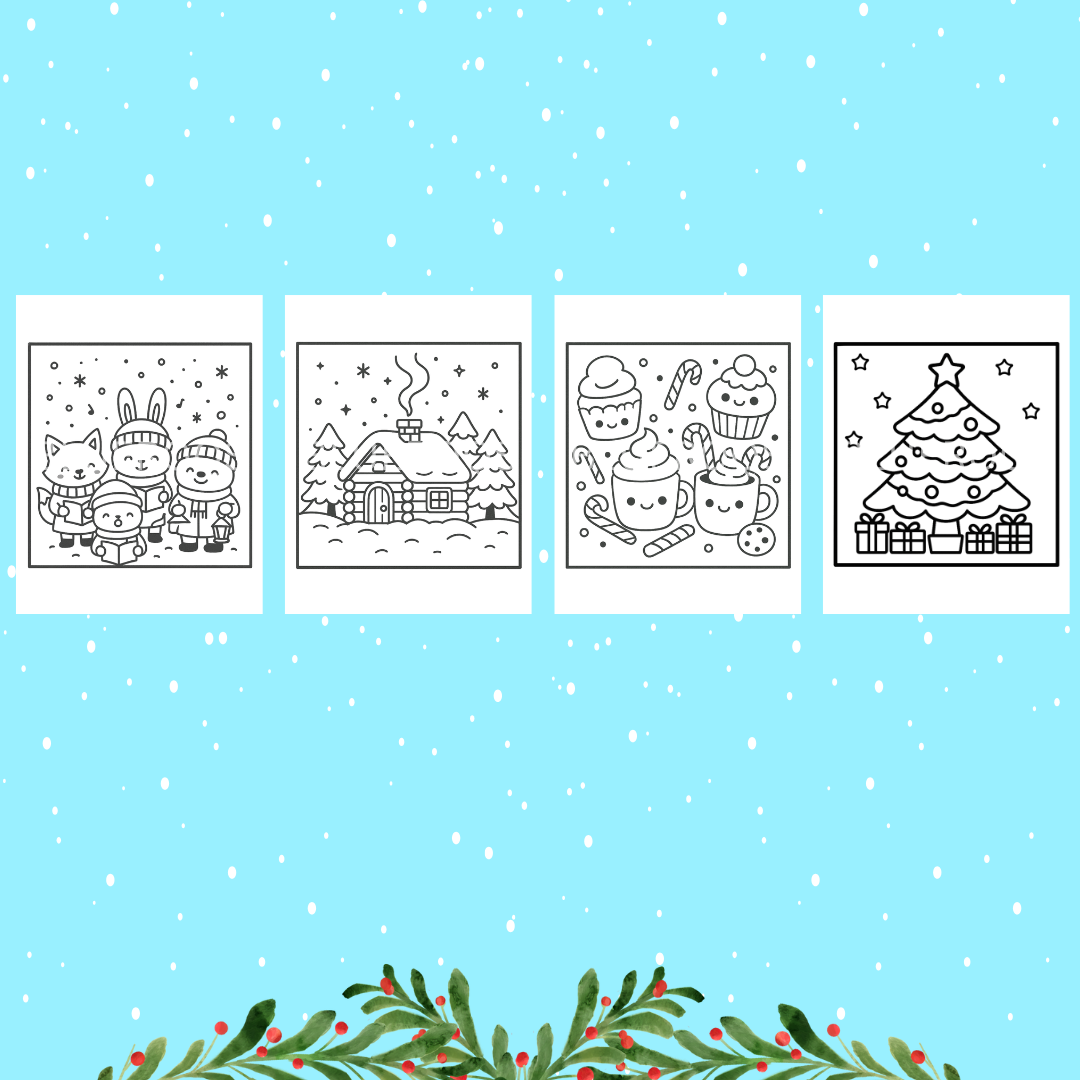 Happy Holidays Printable Coloring Pages – Bold & Soft Ink Editions | Christmas Coloring Book for Kids and Adults | Perfect for Family Coloring Time