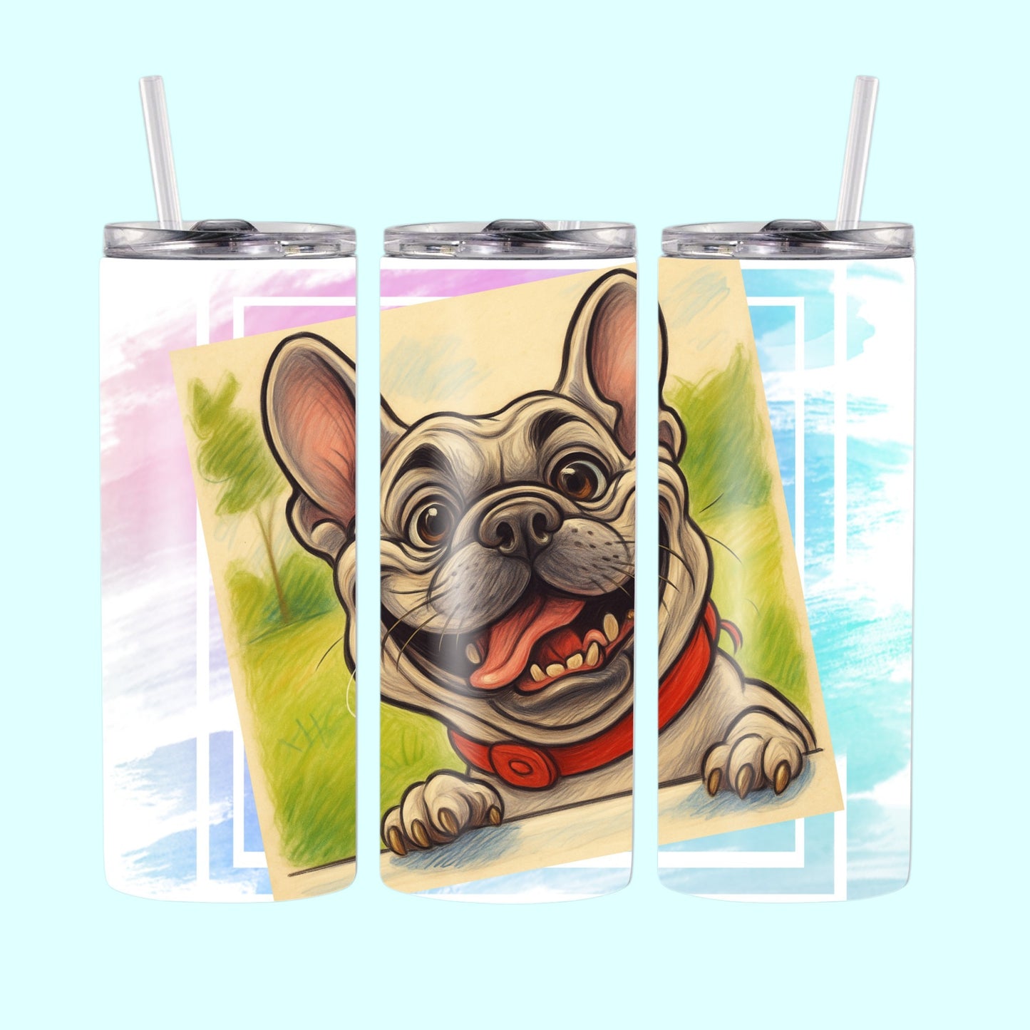 Custom Caricature Tumbler – Personalized 600 ml Stainless Steel Travel Cup with Lid & Straw – Your Photo on Mug