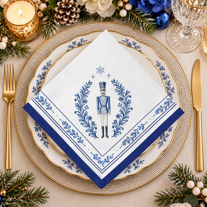 Christmas Napkin | Blue Cotton Twill Nutcracker Holiday Table Linen