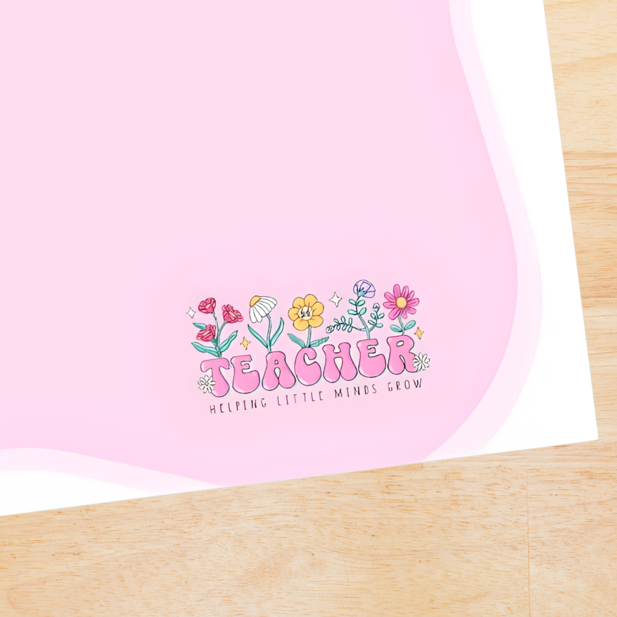 Pink Floral Sticky Notes Pad – Cute Teacher Desk Notes, 3M Adhesive Post-it Style Memo Pad