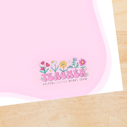 Pink Floral Sticky Notes Pad – Cute Teacher Desk Notes, 3M Adhesive Post-it Style Memo Pad