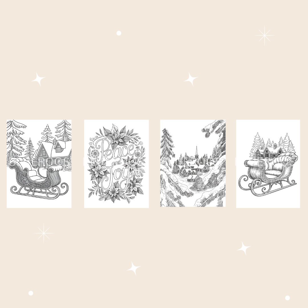 Elegant Christmas Coloring Pages for Adults, Classic and Subtle Edition – Vintage Engraving Style, Printable Relaxation Coloring Book (40 Pages)