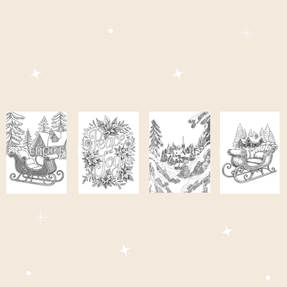 Elegant Christmas Coloring Pages for Adults, Classic and Subtle Edition – Vintage Engraving Style, Printable Relaxation Coloring Book (40 Pages)