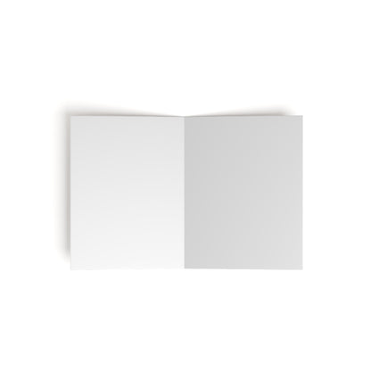 Blue chinoiserie folded greeting card with a blank interior for handwritten messages and personalized notes.