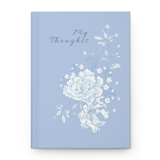 blue-floral-hardcover-journal-my-thoughts-peony-notebook-front