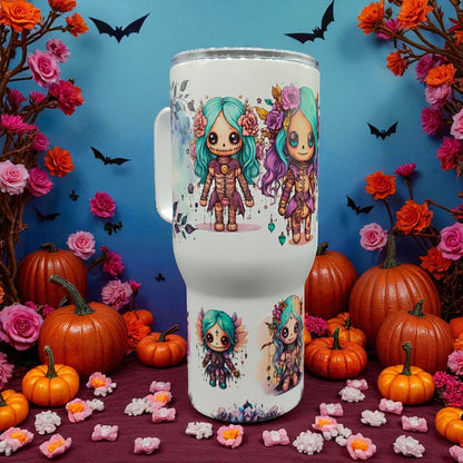 Midnight Bloom Tumbler - Stainless Steel Tumbler with Handle – 750 ml Gothic Fantasy Cup