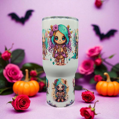 Midnight Bloom Tumbler - Stainless Steel Tumbler with Handle – 750 ml Gothic Fantasy Cup