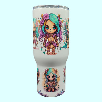 Midnight Bloom Tumbler - Stainless Steel Tumbler with Handle – 750 ml Gothic Fantasy Cup