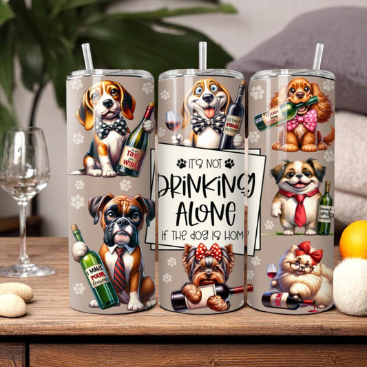 Sips & Sit, Good Boy - Funny Dog Tumbler – 600 ml Stainless Steel Cup with Lid and Straw – Not Drinking Alone Gift for Her or Him