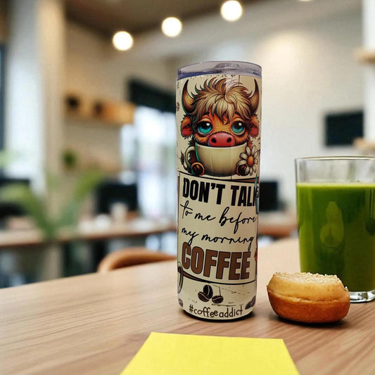 Don’t Talk to Me Before My Morning Coffee – 600 ml Stainless Steel Tumbler | Funny Animal Design