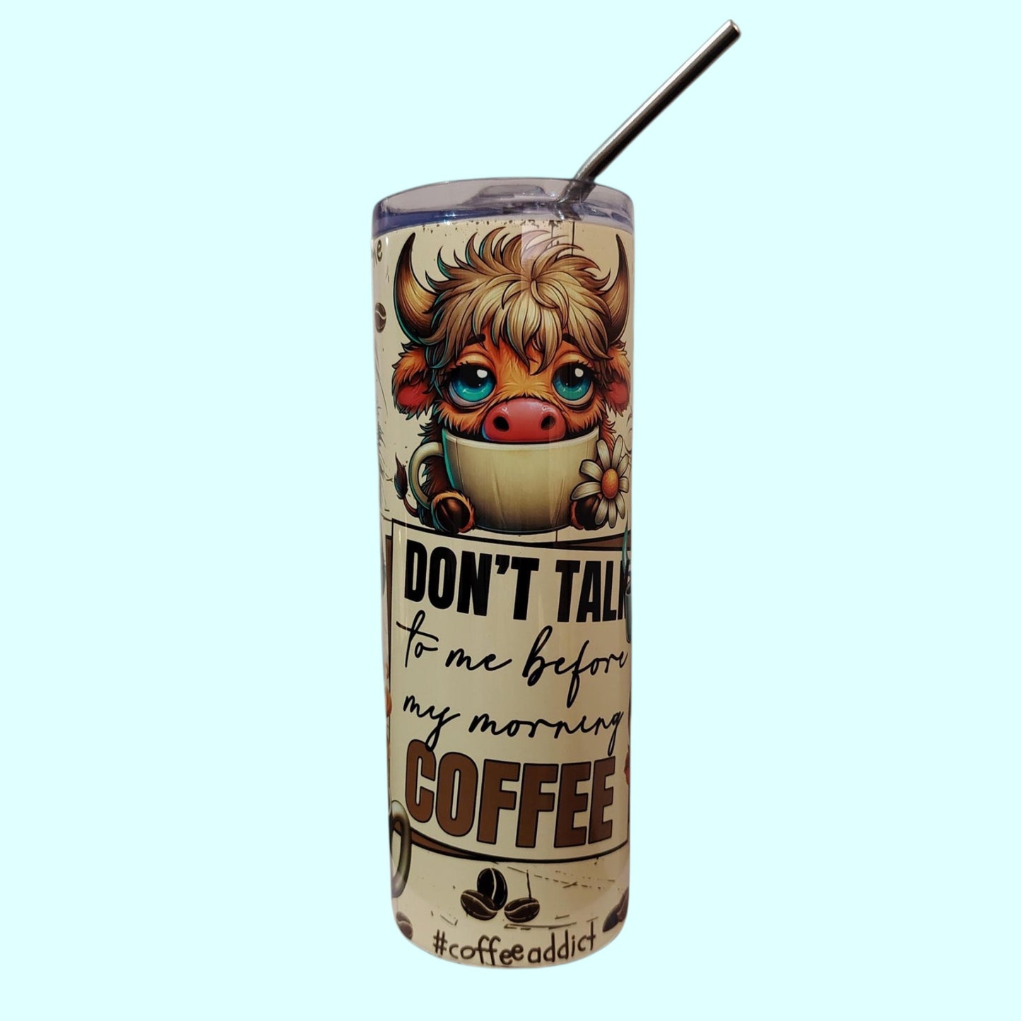 Don’t Talk to Me Before My Morning Coffee – 600 ml Stainless Steel Tumbler | Funny Animal Design