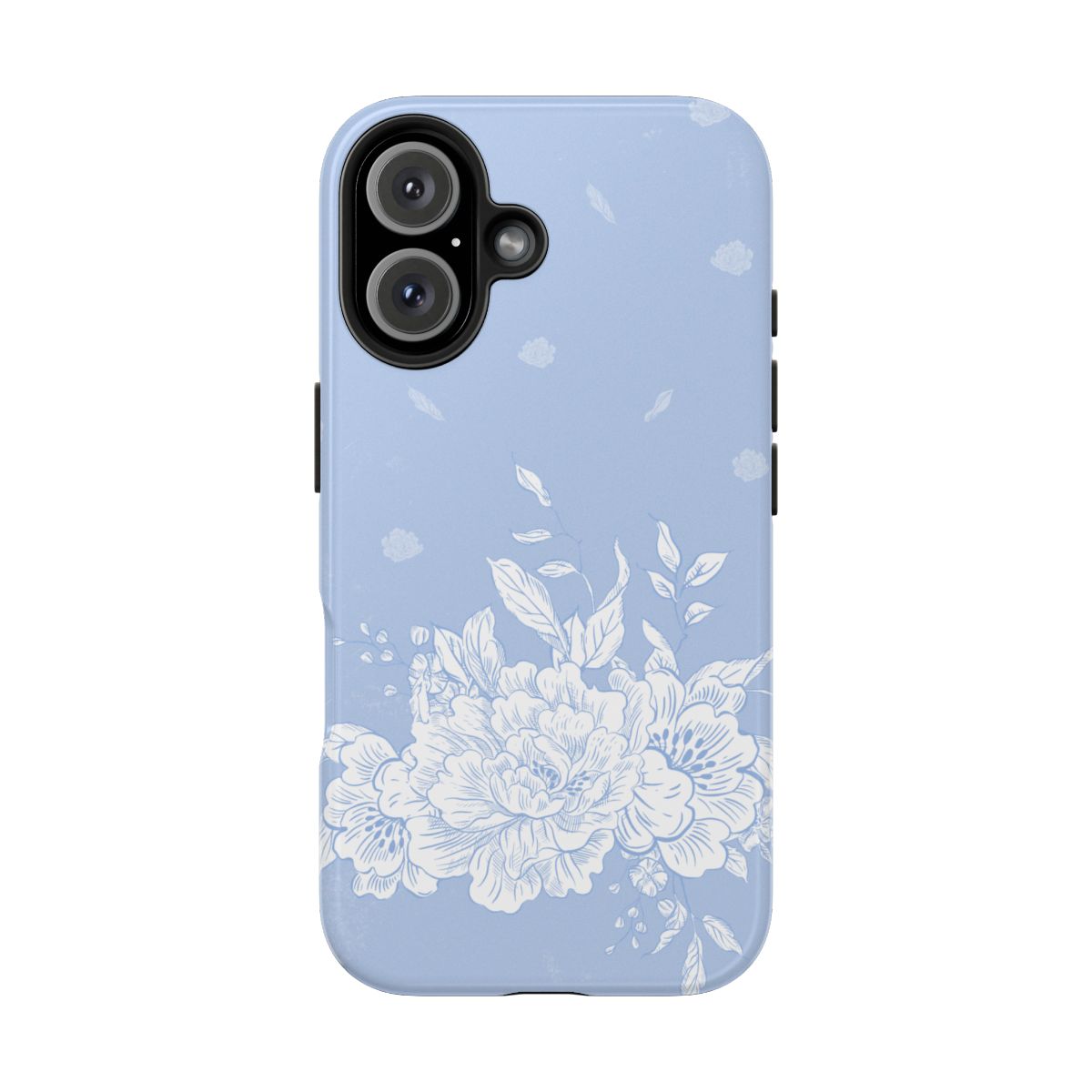 Blue Floral Tough Phone Case – Peony Design, Protective iPhone & Samsung Cover