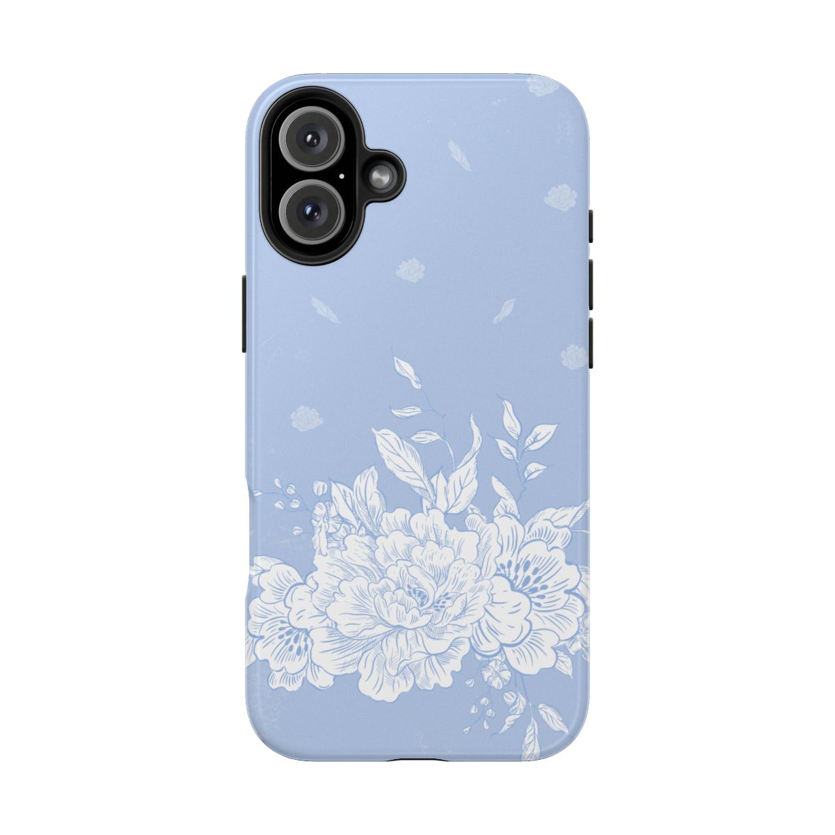 Blue Floral Tough Phone Case – Peony Design, Protective iPhone & Samsung Cover