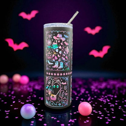 Happy Haunt Tumbler - Halloween Stainless Steel Tumbler with Straw and Lid