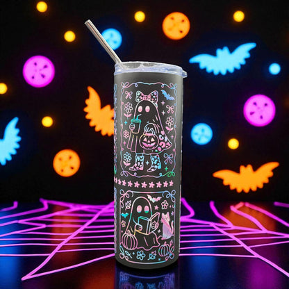Happy Haunt Tumbler - Halloween Stainless Steel Tumbler with Straw and Lid