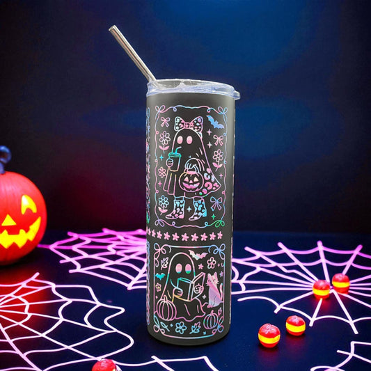 Happy Haunt Tumbler - Halloween Stainless Steel Tumbler with Straw and Lid