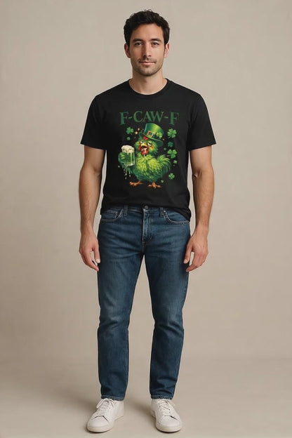 St. Patrick's Day Rooster T-Shirt — "F-CAW-F" Funny Irish Beer Tee