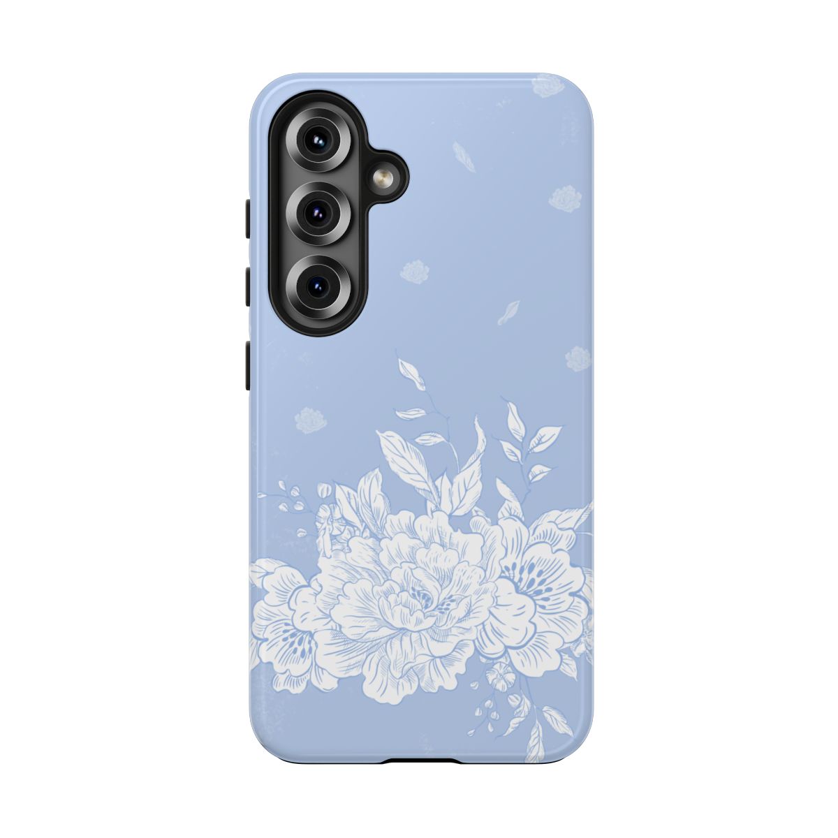 Blue Floral Tough Phone Case – Peony Design, Protective iPhone & Samsung Cover