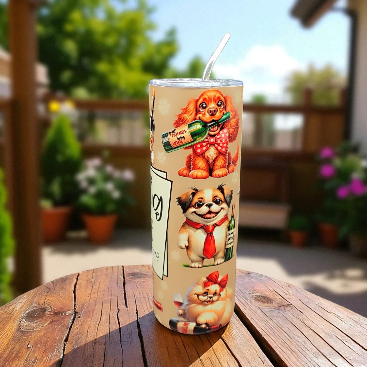 Sips & Sit, Good Boy - Funny Dog Tumbler – 600 ml Stainless Steel Cup with Lid and Straw – Not Drinking Alone Gift for Her or Him